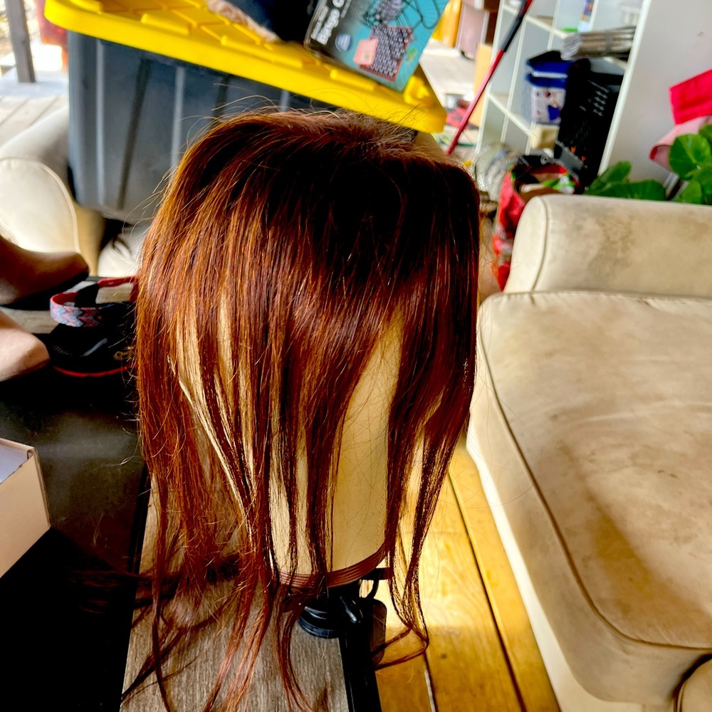 22 inch human hair topper auburn. 5x5 base